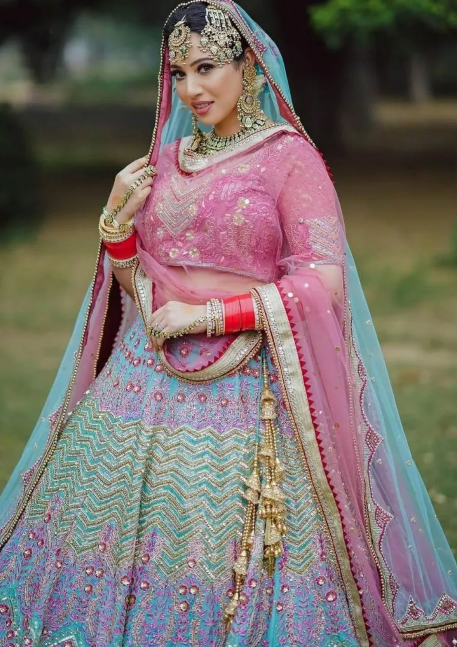 Multi-colored Embellished Bridal Lehenga