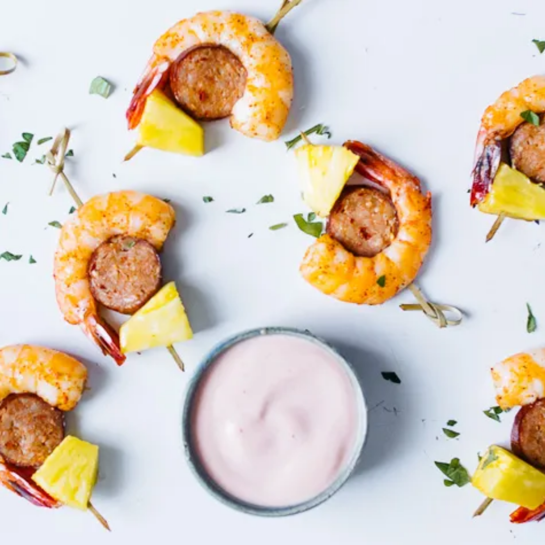  Wedding Appetizer Ideas Shrimp, Sausage & Pineapple Bites