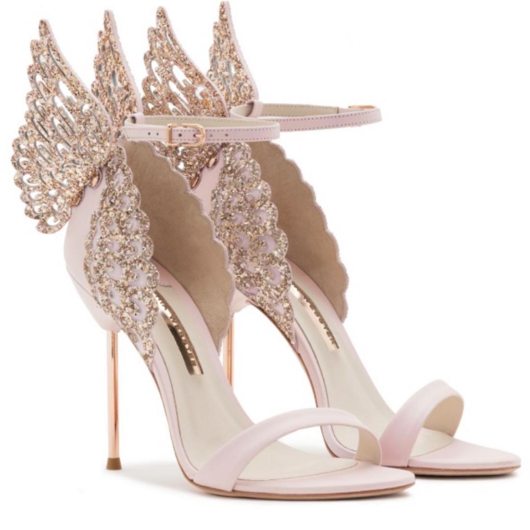 Wing Embellished Nude Wedding Shoes