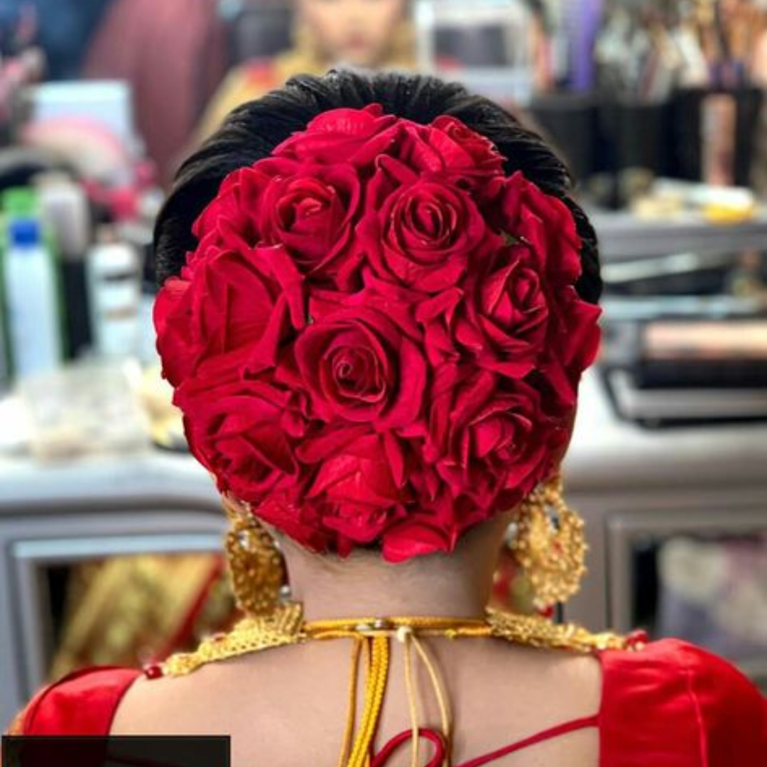 Bridal Bun With Rose