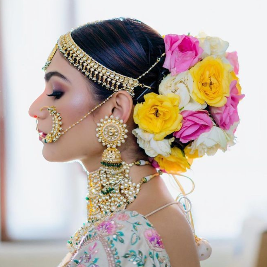 Colorful Bridal Flower Bun