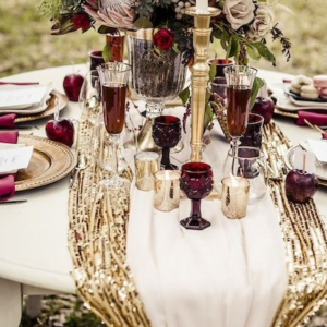 Dark Glassware Autumn Wedding Centerpieces