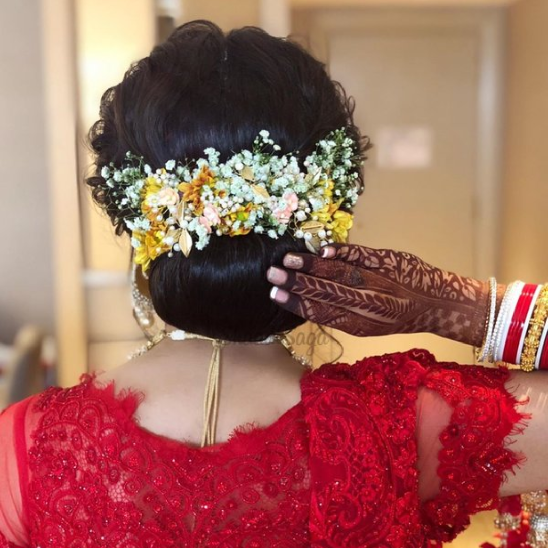 Floral Bun With Hair Accessories