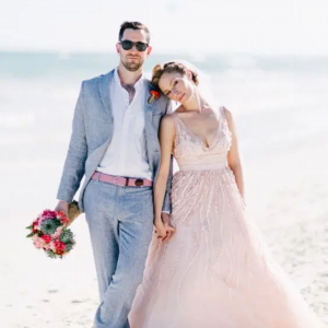 Grey suit Beach Wedding Groom Attire