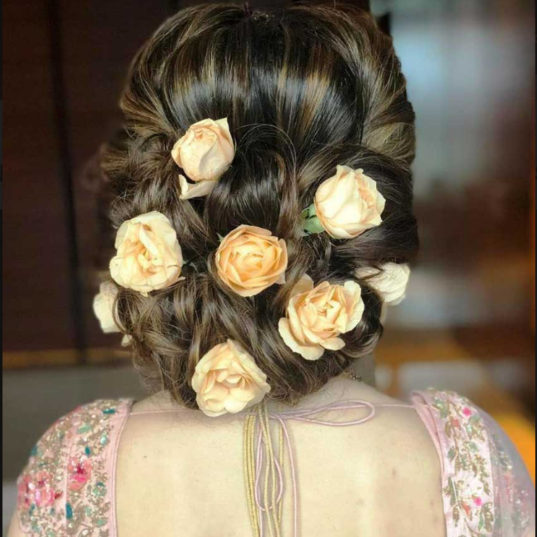 Scattered Bridal Flower Bun For Basic Style Hair Bun 