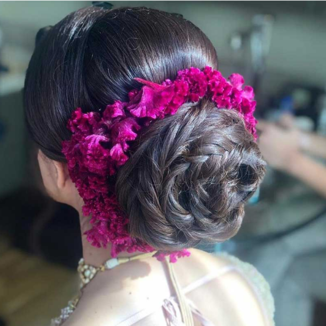 Velveteen Floral Bun For Bride