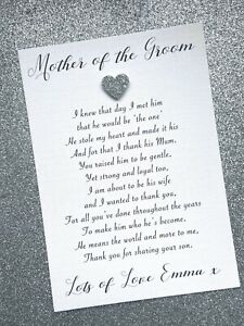 Handwritten card for the mother of the groom gifts