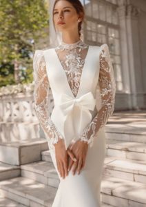 Modern Wedding Dresses With Bows At Front 