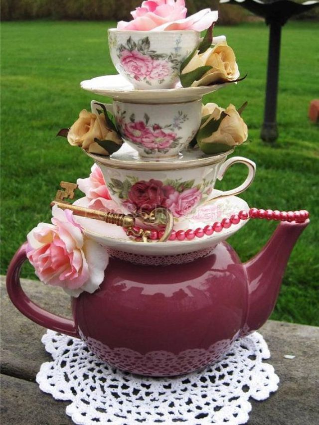 Floral Tea Cups Bridal Shower Tea Party Ideas