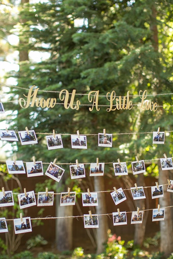 Photographs displayed in wedding reception 