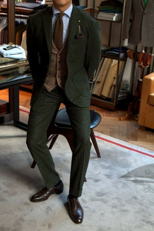 Tweed fabric suit for vintage wedding