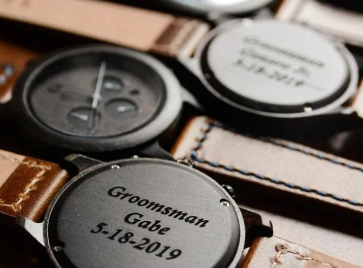 The watch engraved with name and date- groomsmen proposal idea