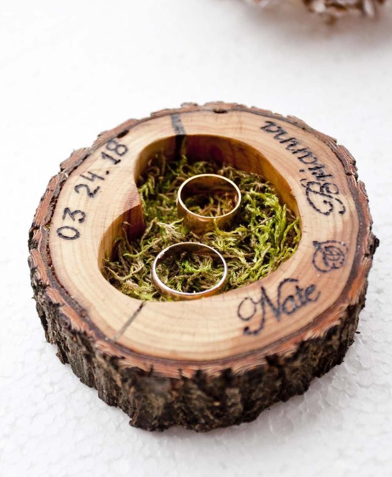 Wooden Rustic Wedding Ring Holder