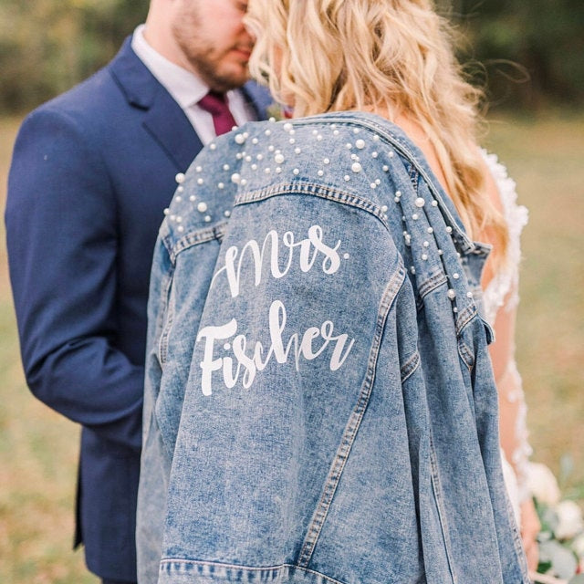 Couple wearing the customized jacket