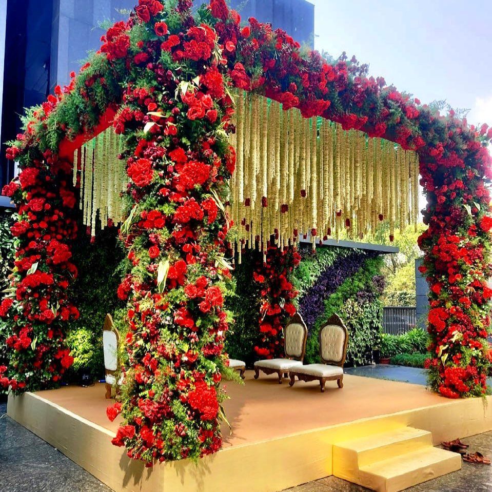 Rose Decorated Boho Mandap