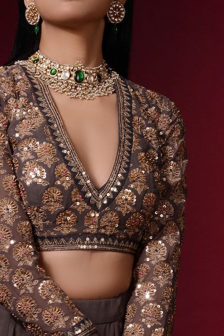 Plunge Neck - South Indian Wedding Blouse Designs