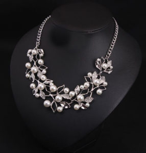 Sterling Silver Diamond Embedded Necklace with Earrings