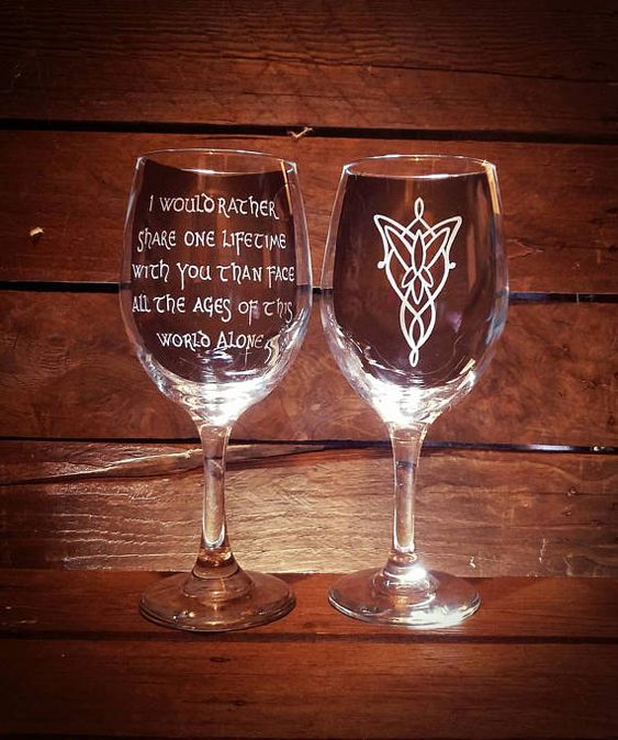 lord of the rings themed wedding - glasses