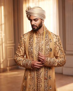 Manish Malhotra - Bridal Collection Solid Golden Sherwani