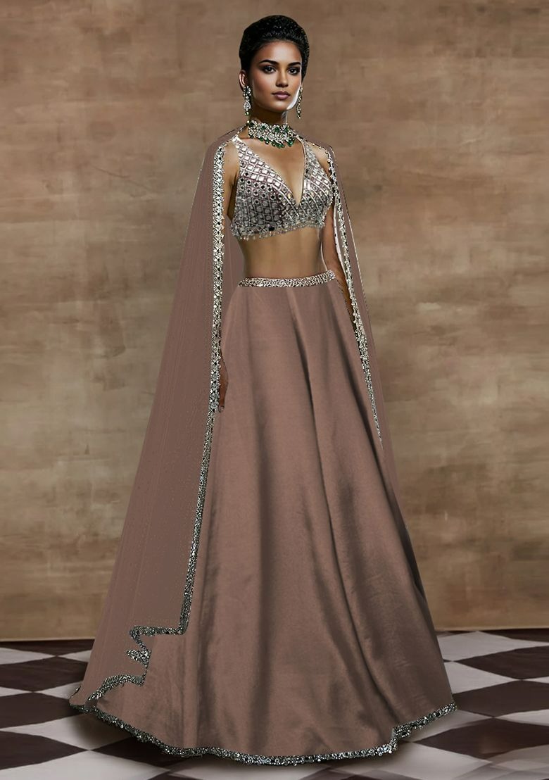 Mouse Brown Lehenga Set