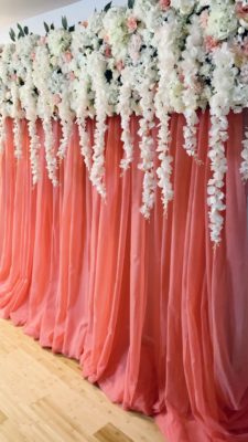 coral backdrop - coral themed wedding