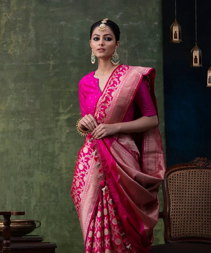 Pink Banarasi Silk Saree