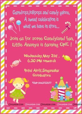 Candyland Themed Birthday Party Invitations