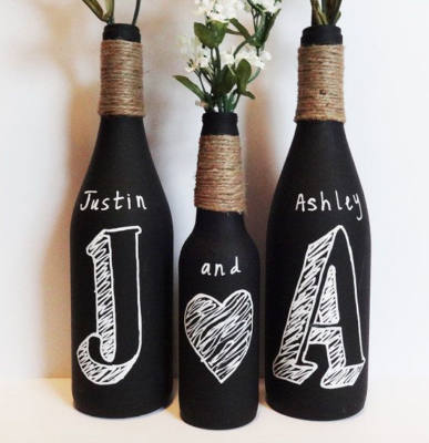 wine bottles - wedding centerpieces