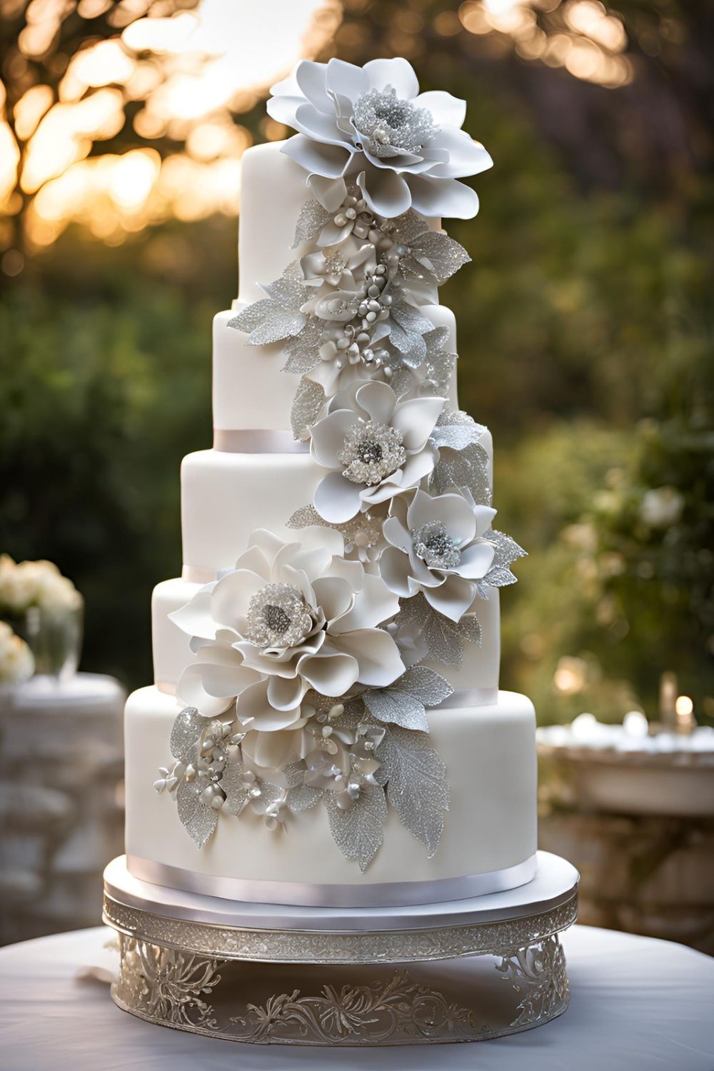 Classic Silver Tiered Cake