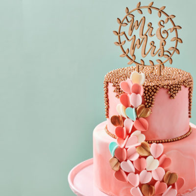 coral cake - coral themed wedding