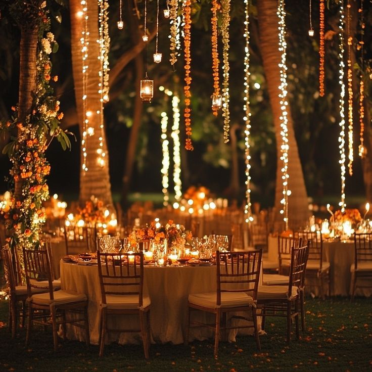 Cozy fairy light indian wedding
