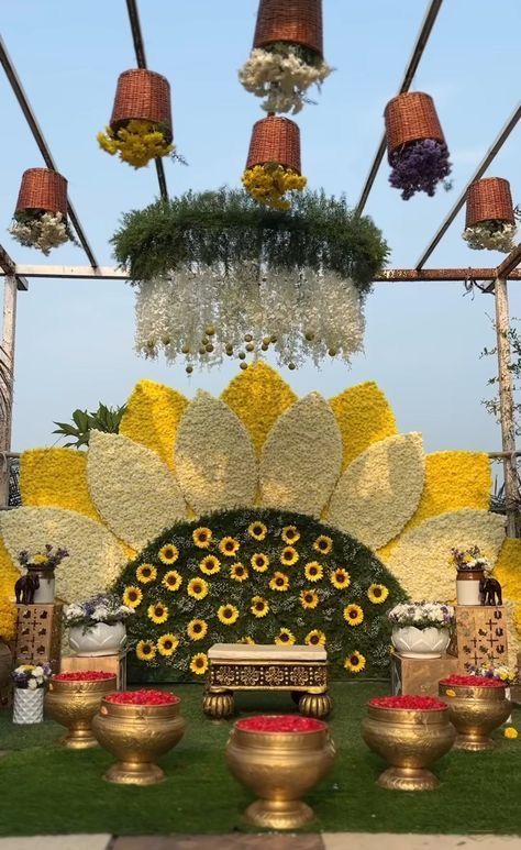 Decoration of Mandap with Sunflowers