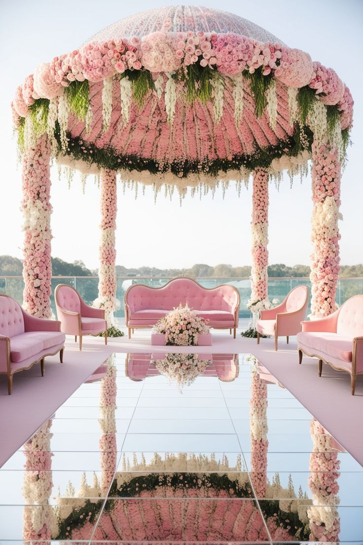 Decoration of Marriage Mandap for Pastel-Themed Wedding