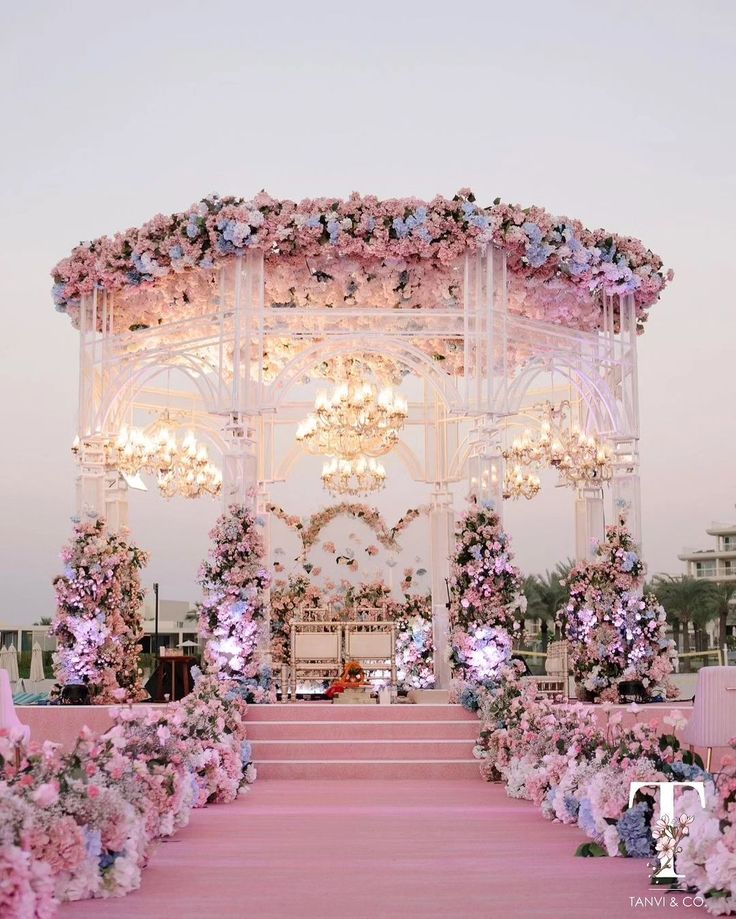 Decoration of Marriage Mandap with Filigree Ironwork and Gardenscapes