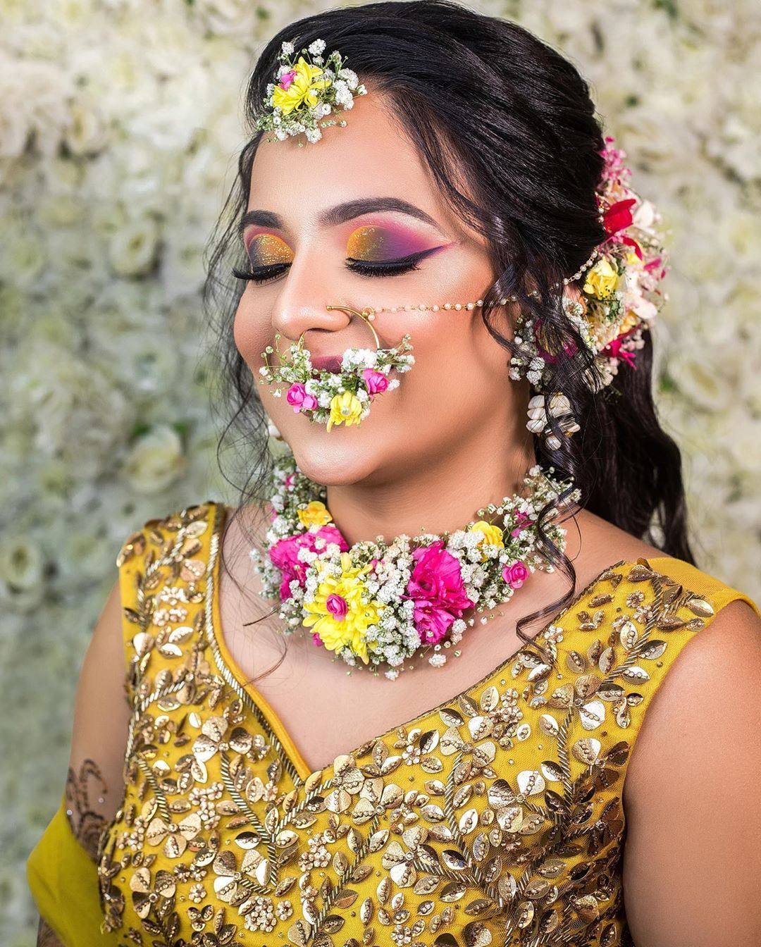 Haldi Flower Jewelry Designs- Nose Ring