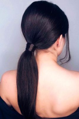 sleek low ponytail