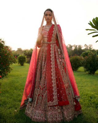 Handcrafted royal red bridal lehenga