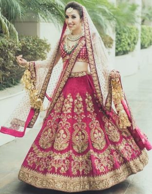 punjabi wedding dress - net double dupatta