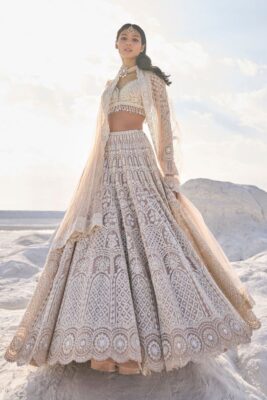 Bridal lehenga colours in ivory with intricate embroidery for a modern wedding look