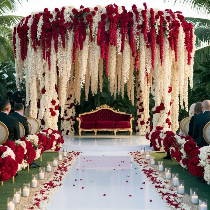 Red Wall and White Orchids