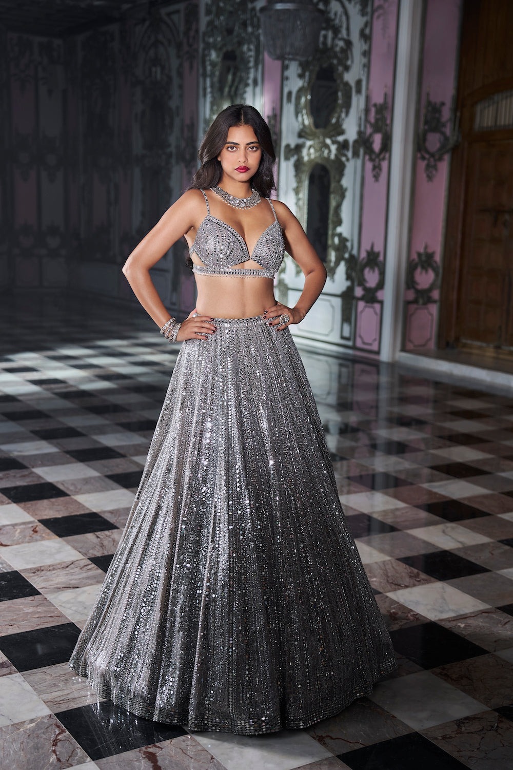 silver lehenga designs