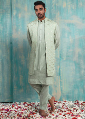 Silk Kurta with Embroidered Pajama