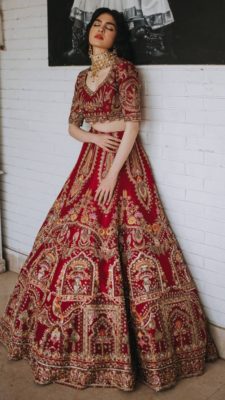 art silk royal red bridal lehenga