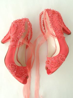 coral themed wedding - shoes