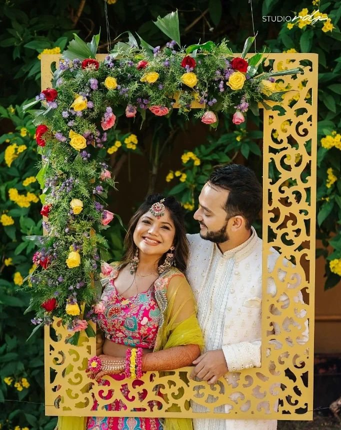 Wooden Frames To Beautifully Picture The Haldi Ceremony