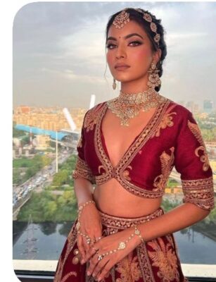 Trendy blouse designs plunging neckline embroidered bridal blouse
