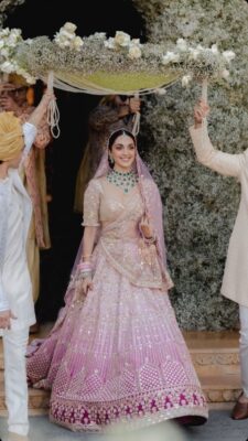 celebrity bridal looks Kiara Advani Manish Malhotra pink lehenga wedding