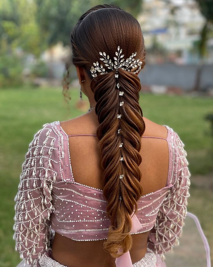 Inward Fishtail Braids with Pearly Embellishments