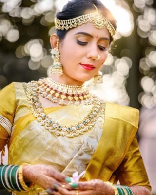 dual gold necklace - bridal gold necklace designs