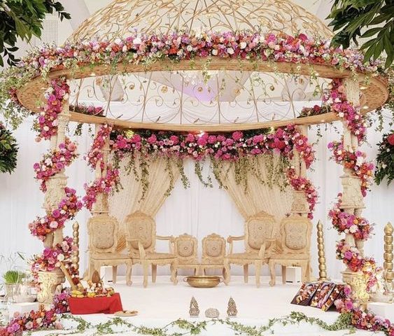 dome shaped floral mandap